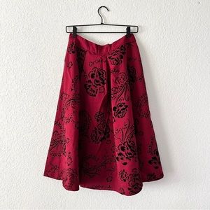 Red Floral A-Line Skirt